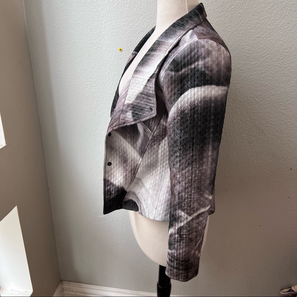 HILTON HOLLIS womens tailored jacket gray white floral print button front 4 - Picture 4 of 7